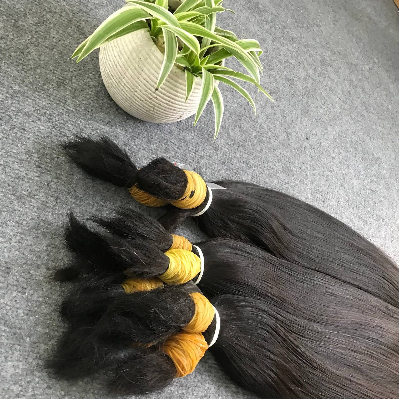 Bulk Human Hair One Single Donor Extensions Vietnamese Best Quality 2 Bulk-Hair-Braiding-Straight-28inch-natural-black-gugu-hair