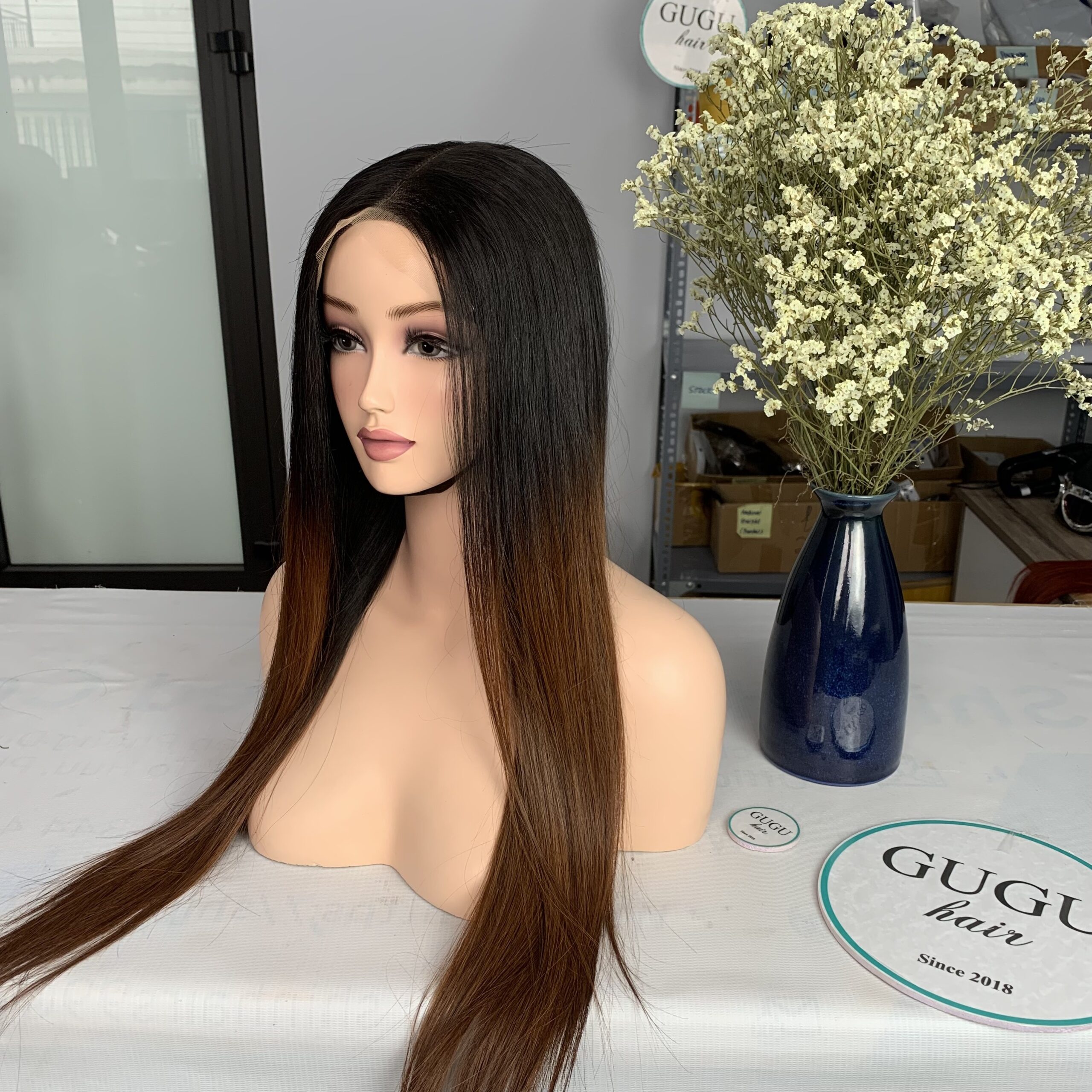 Vietnamese Human Wig Hair Ombre Brown Color Premium Quality 4 ombre-brown-bone-straight-human-hair-wig-24-inch