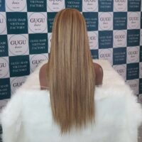 Golden Highlight Bone Straight Wig
