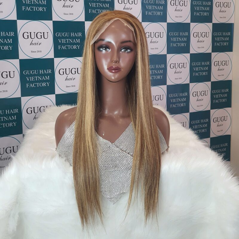 Golden Highlight Bone Straight Wig