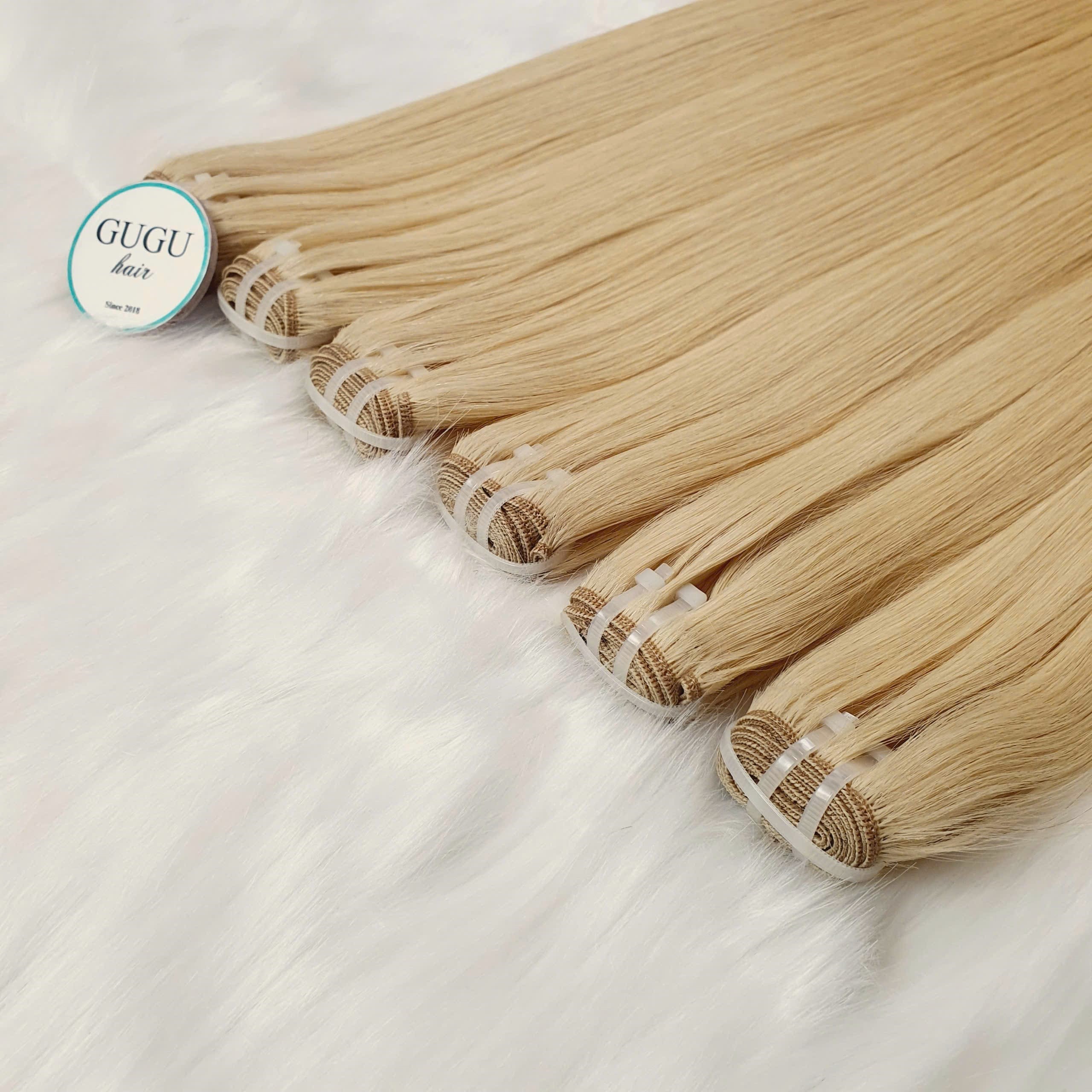 GuguHair 100% Human Hair Weft – Bone Straight Blonde #613 1 Hair Weft 24" Beach Blonde 613