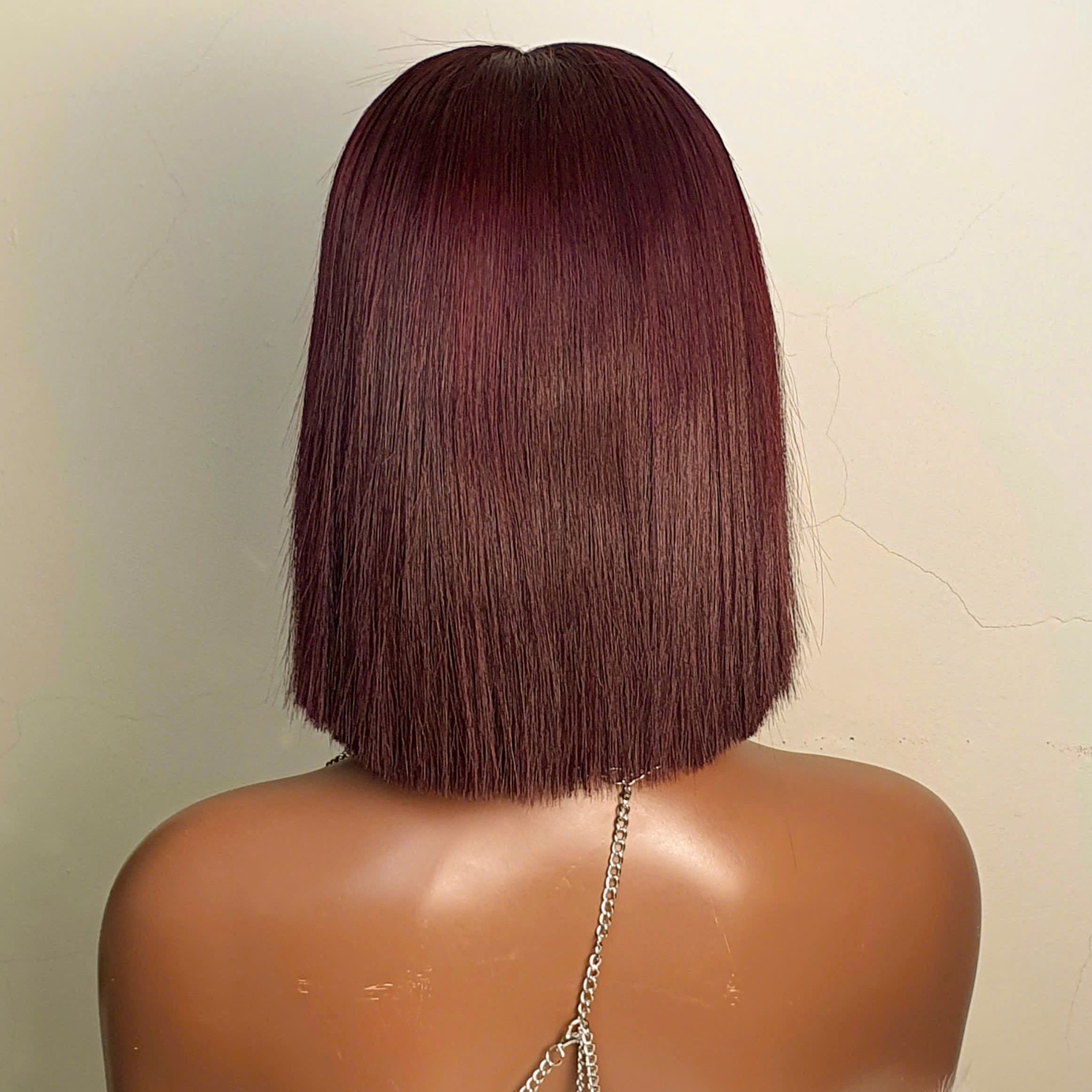Straight Bob HD Lace Front Wig Raw Hair Wig Vietnamese 4 Wine Red Bob Wig 10 Inch Burgundy Wig Short Synthetic