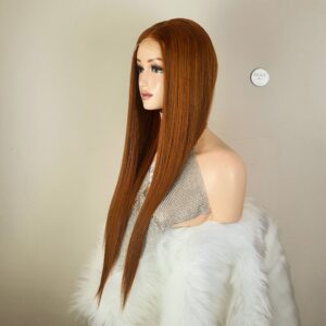 Premium Orange Vietnamese Single Donor Bone Straight Hair Extensions Long Lasting HD Lace Wig