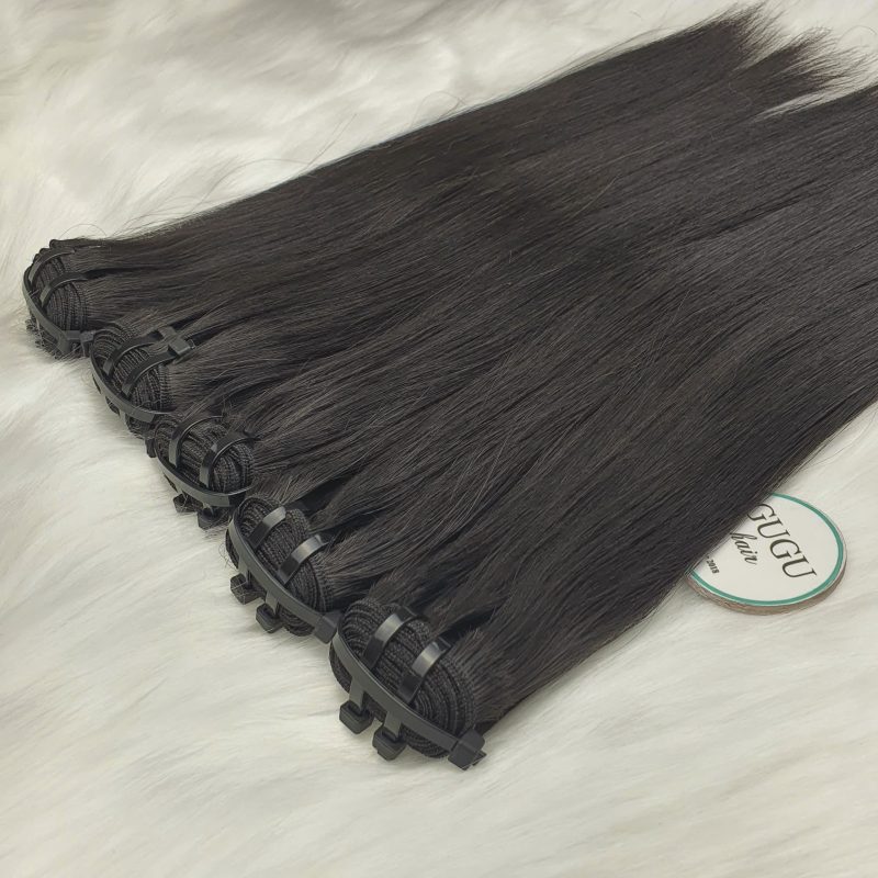 Raw Vietnamese 8-Inch Bundles with Closure Human Hair 1 High Quality Hair Extensions Genius Weft Human Hair Jet Black Color