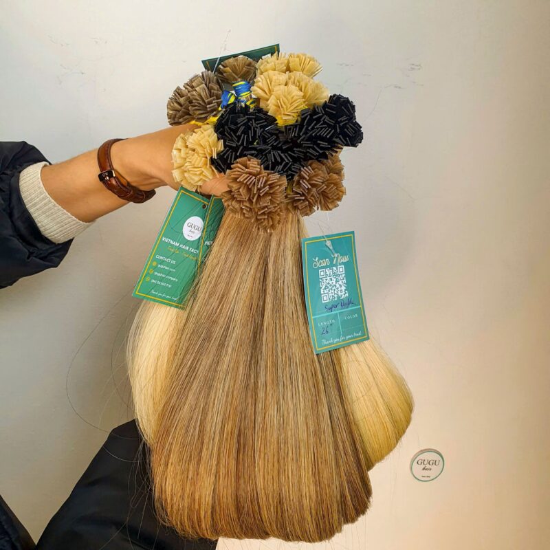 Human flat tip hair extensions