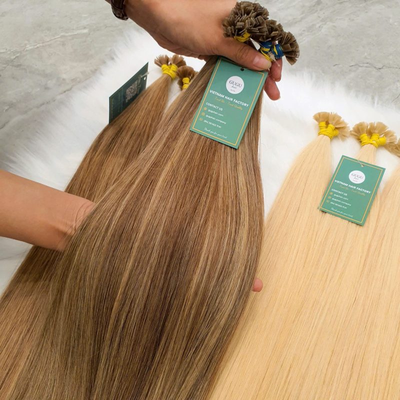 Human flat tip hair extensions