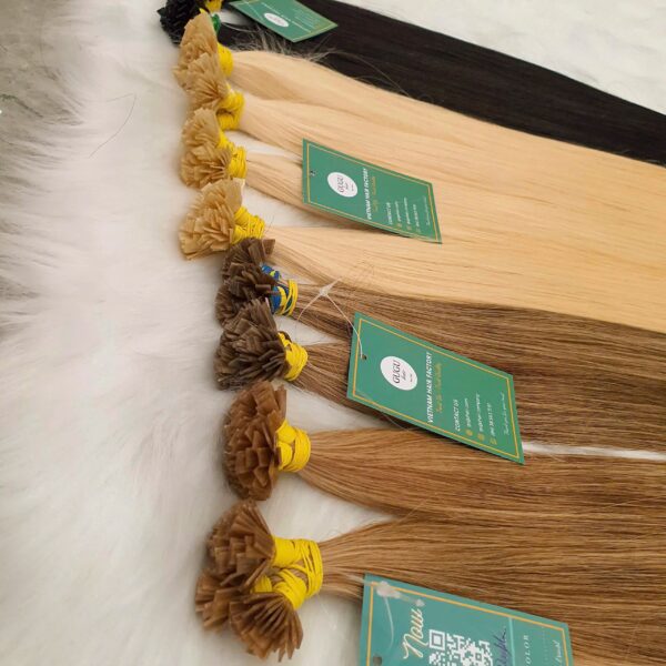Human flat tip hair extensions