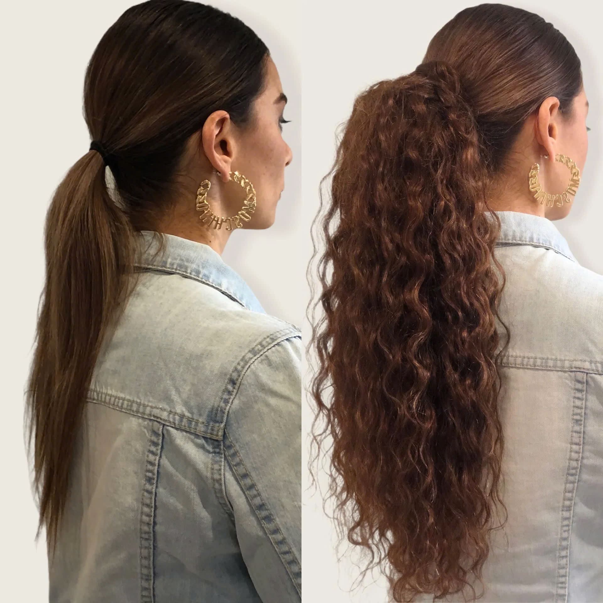 Curly Ponytail Human Hair Extensions #2c Dark Chocolate Brown 6 Curly Ponytail Human Hair Extensions #2c Dark Chocolate Brown - Image 6