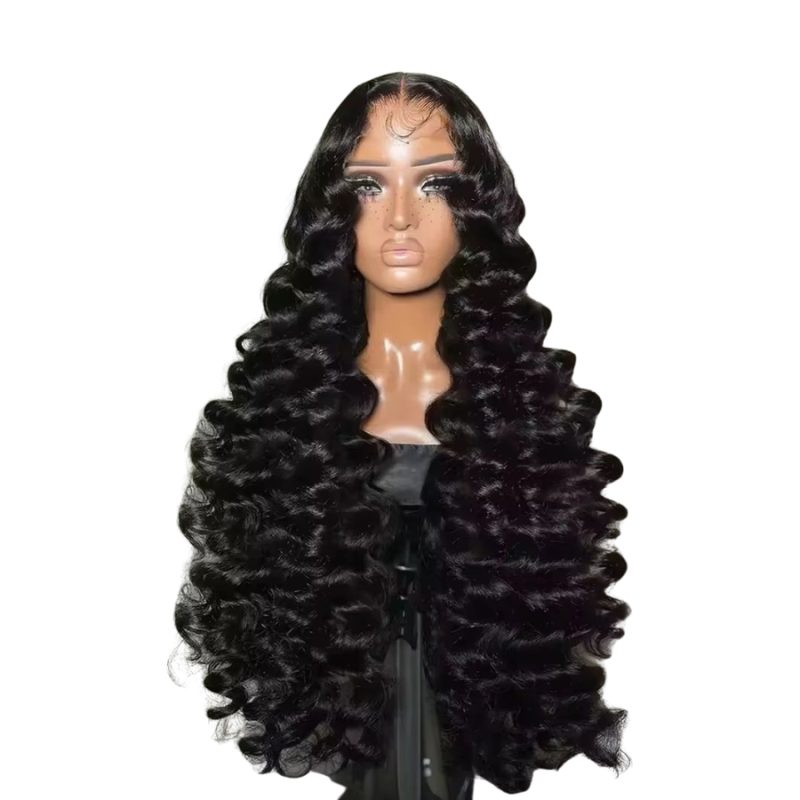 Vietnamese Hair 76 300 Density Loose Wave 13x6 HD Lace Front Wigs Black Wig Curly