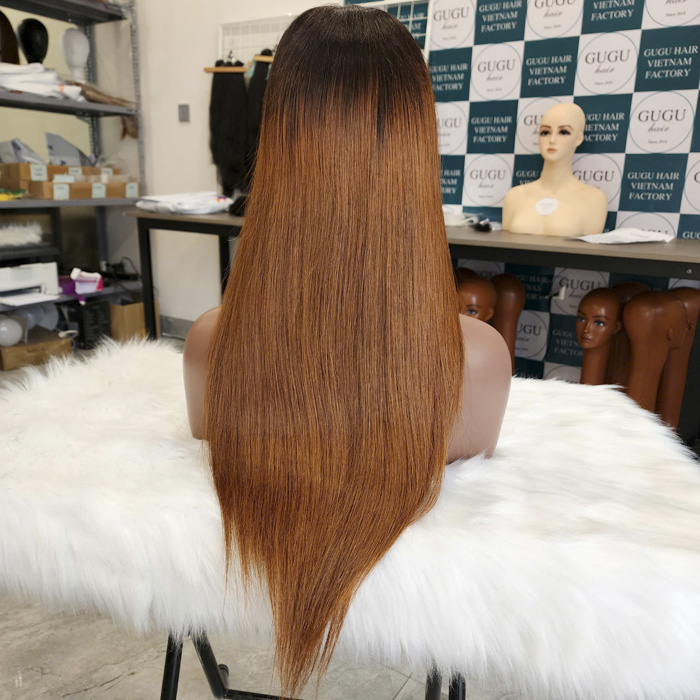 bone straight ombre color human hair wig
