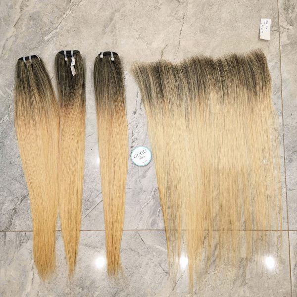Straight Double Drawn Hair Bundles With Swiss Lace Closure 5X5