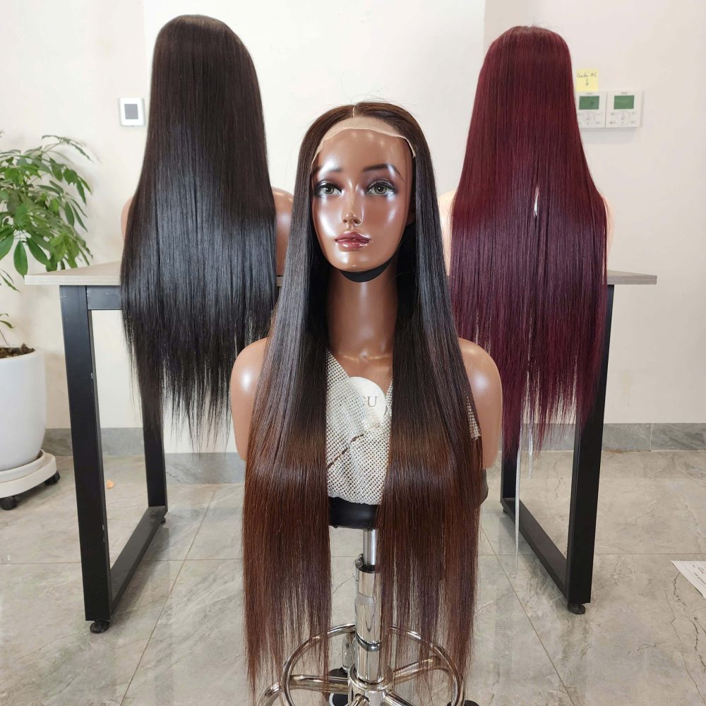 100% Vietnamese Human hair Ombre brown color 5x5 closure glueless Wig