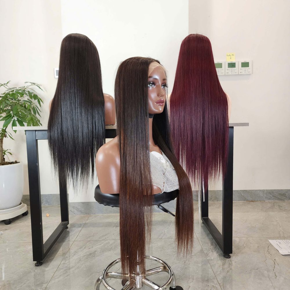 100% Vietnamese Human hair Ombre brown color 5x5 closure glueless Wig