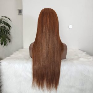 Bone Straight Copper Ginger Colored Human Hair Wig