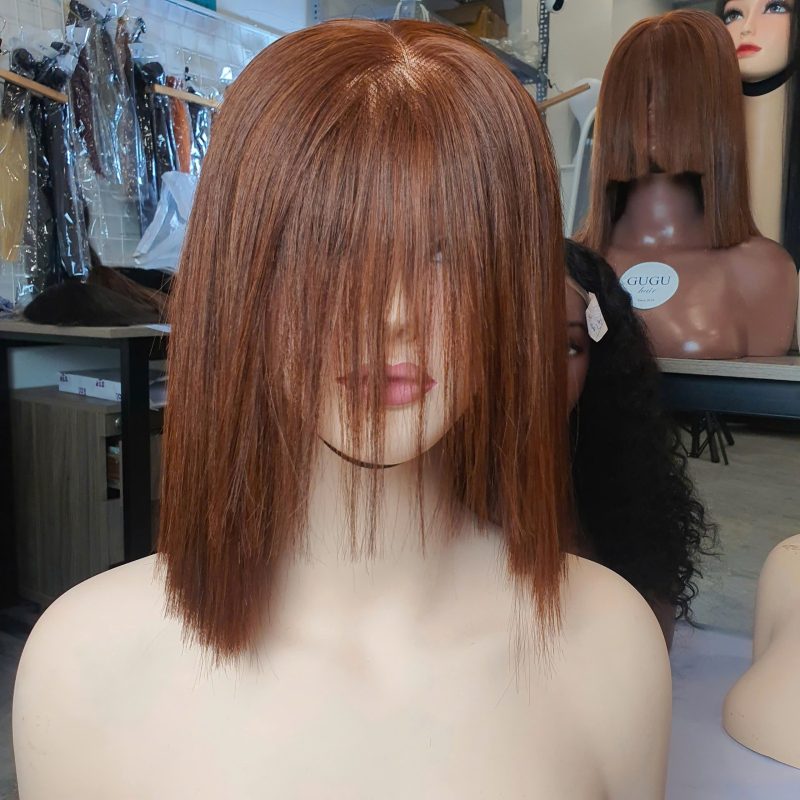 10 bob wig brown color with bangs- gugu hair