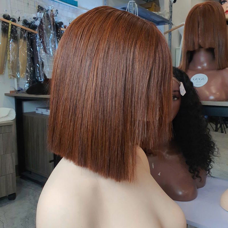 bob wig brown color with bangs- gugu hair