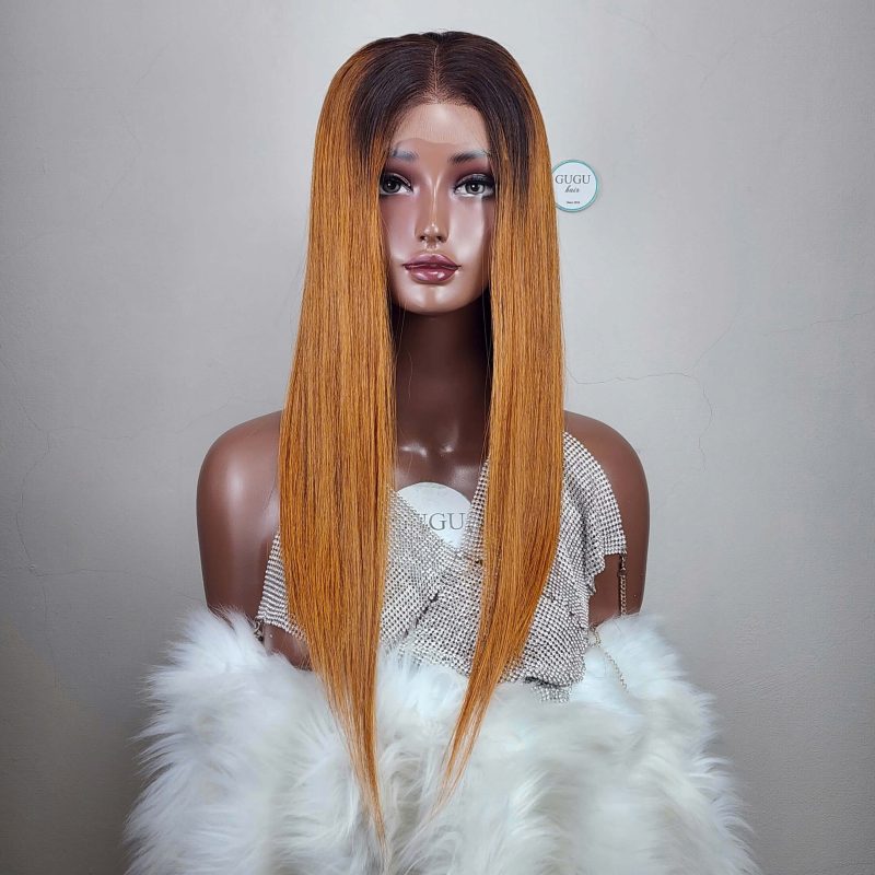 Ombre Orange Straight Wig – HD Transparent Lace