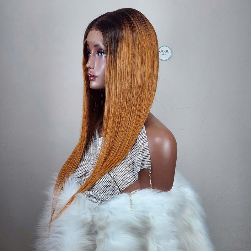 Ombre Orange - Bone Straight - Transparent HD Lace Wig - 100% Human - Raw Hair Wigs
