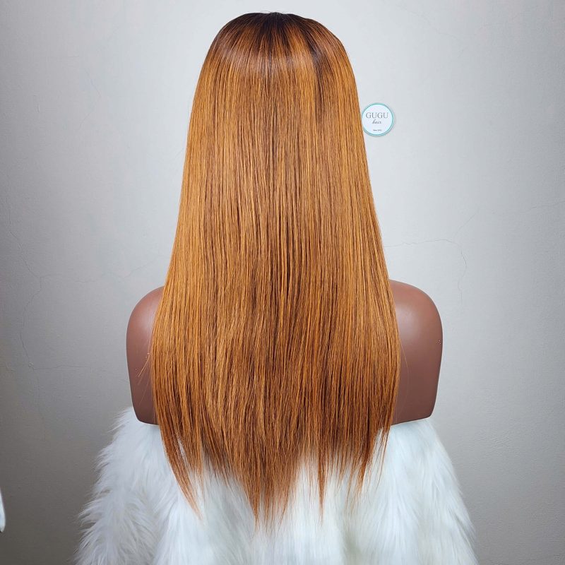 Ombre Orange - Bone Straight - Transparent HD Lace Wig - 100% Human - Raw Hair Wigs