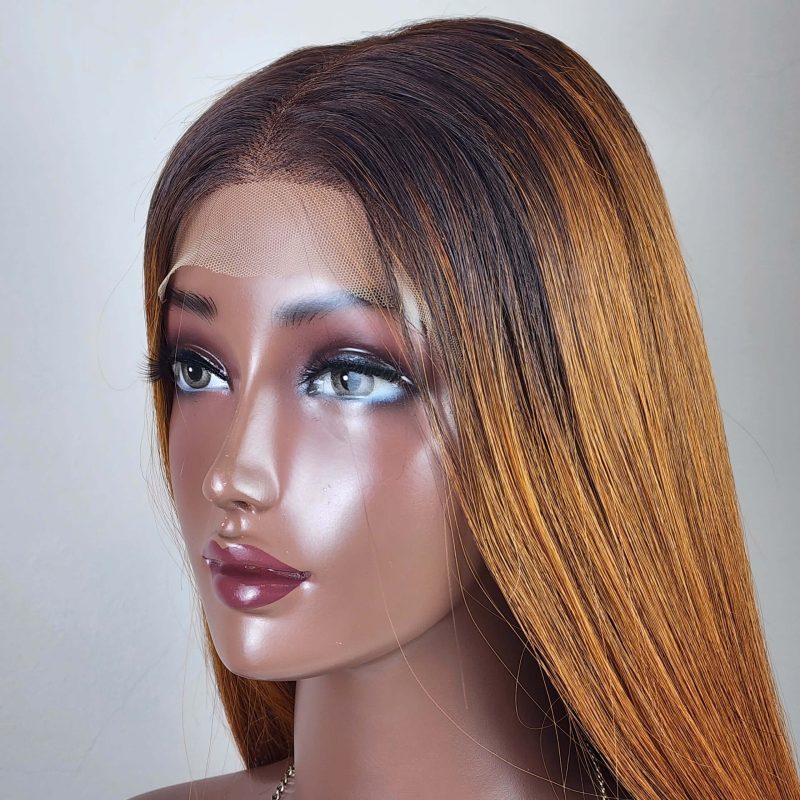 Ombre Orange - Bone Straight - Transparent HD Lace Wig - 100% Human - Raw Hair Wigs
