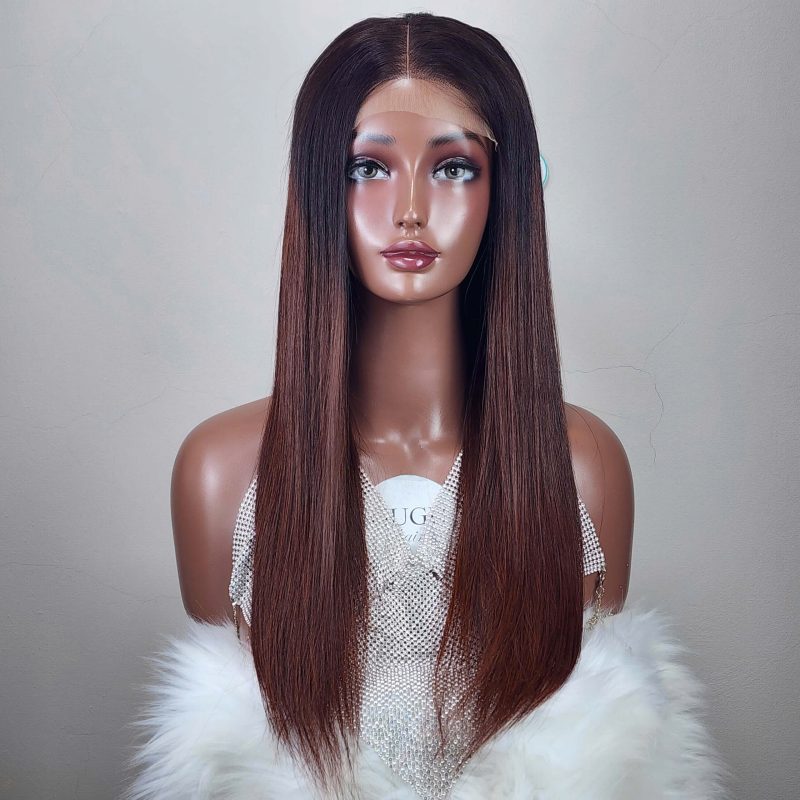5x5 Closure Bone Straight Wig 22 inches Ombre Color