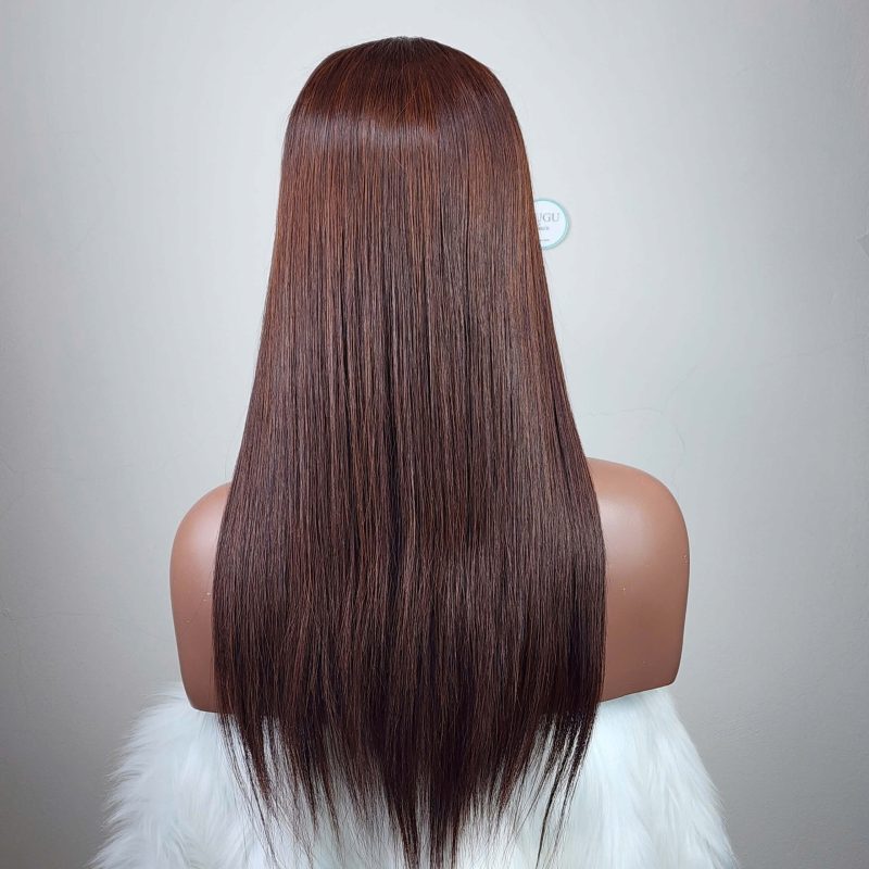 Brown Bone Straight Wig – Transparent HD Lace – 100% Raw Vietnamese Human Hair