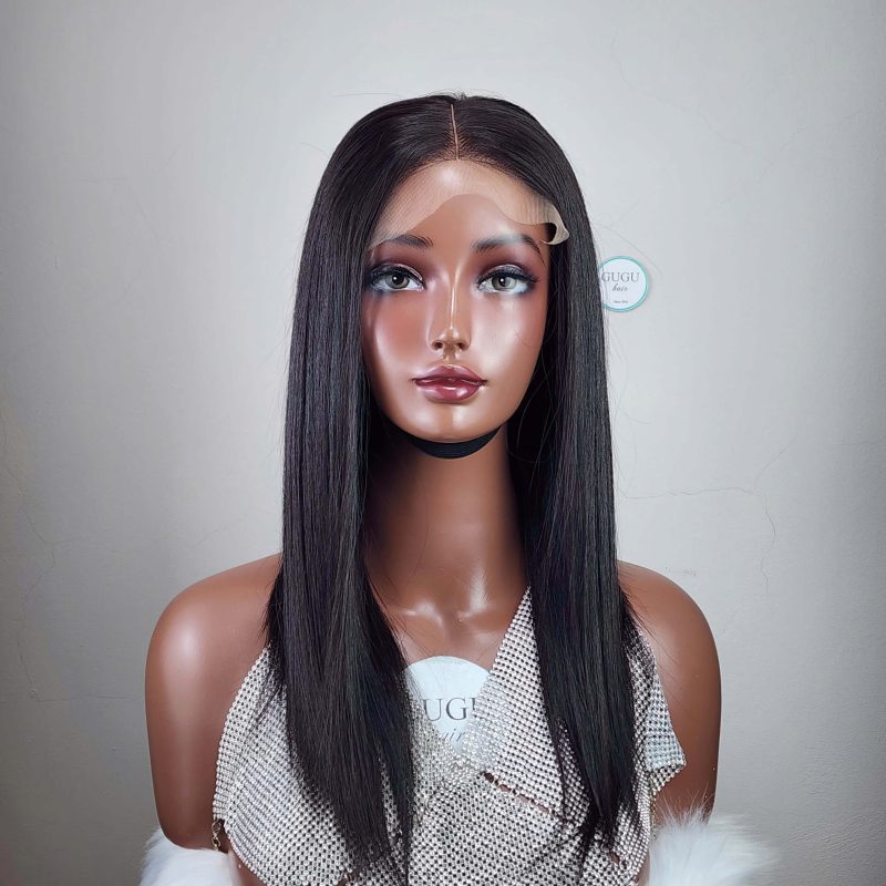 5x5 Closure Bone Straight Wig 18 inches Natural Color