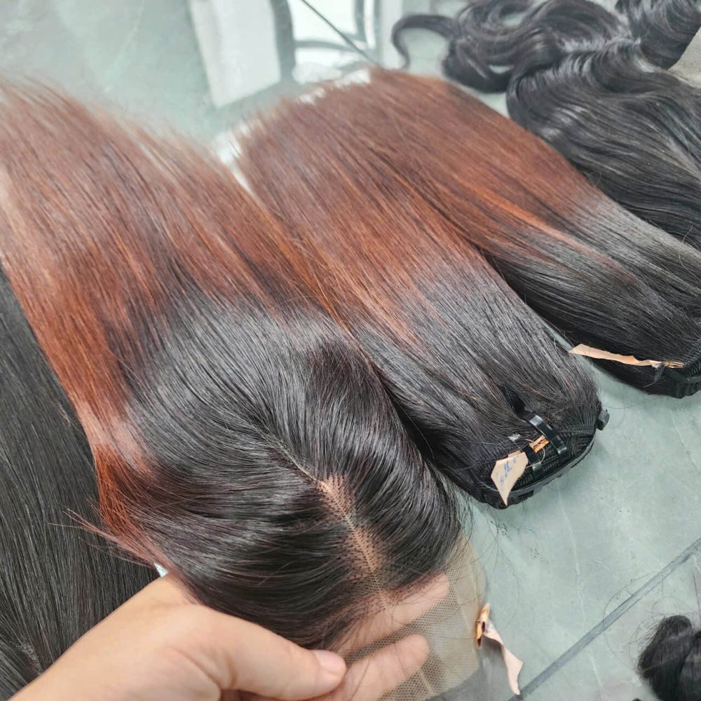 Natural Black to Brown Ombre Straight Hair Bundles with Closure by Gugu Hair