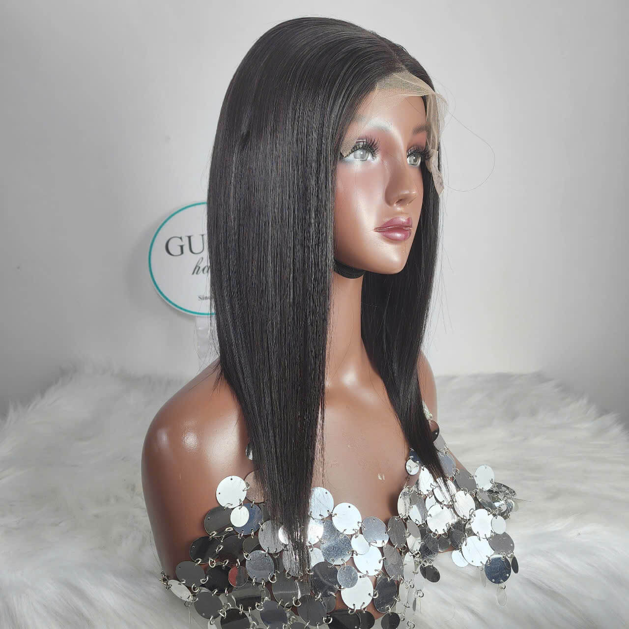 Long Straight Wig – Natural Black Lace Front by Gugu Hair