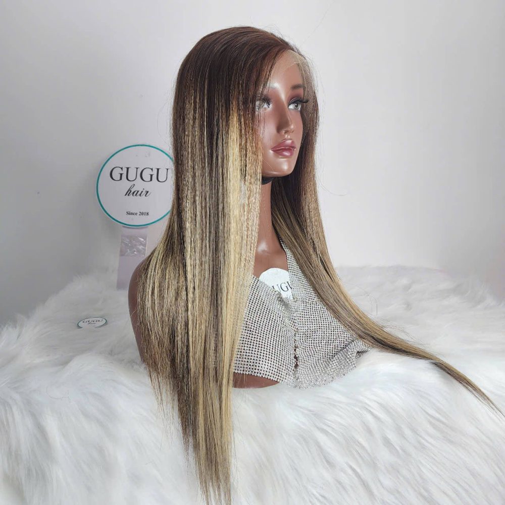 22 Inch Long Straight Highlighted Lace Front Wig