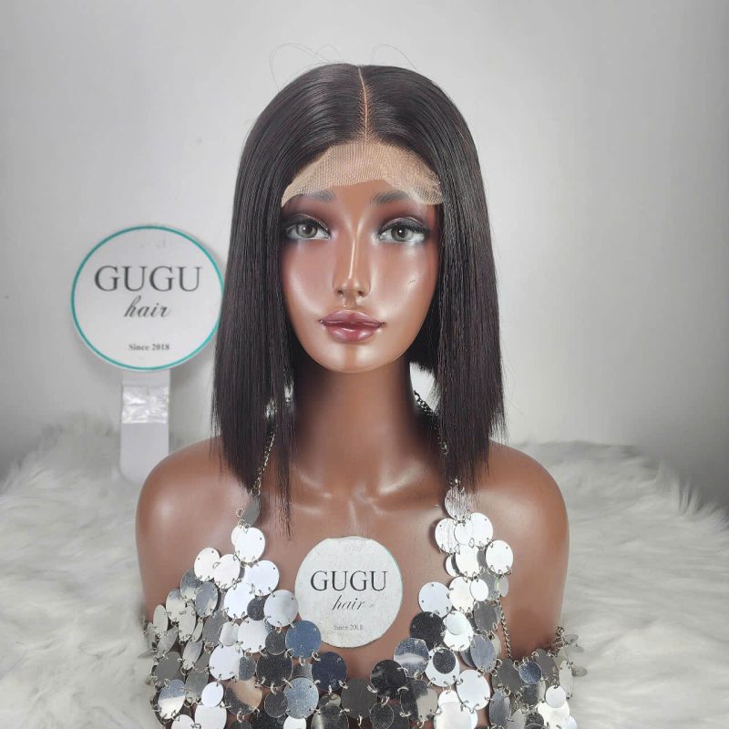 10 inch Sleek Blunt Cut Bob Wig – Natural Black Straight Lace Front