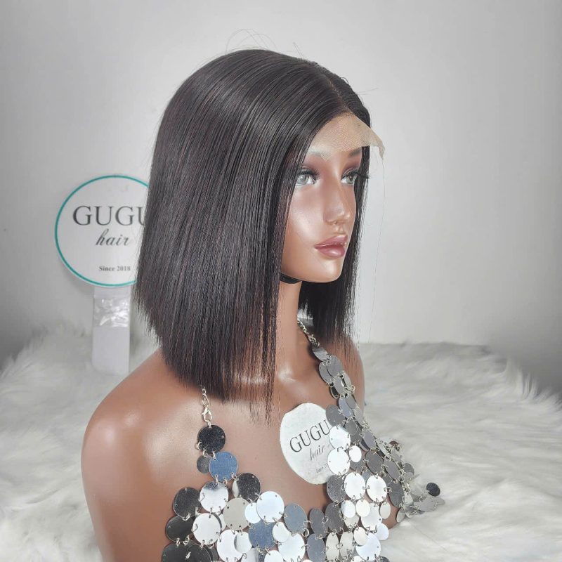 10 inch Sleek Blunt Cut Bob Wig – Natural Black Straight Lace Front