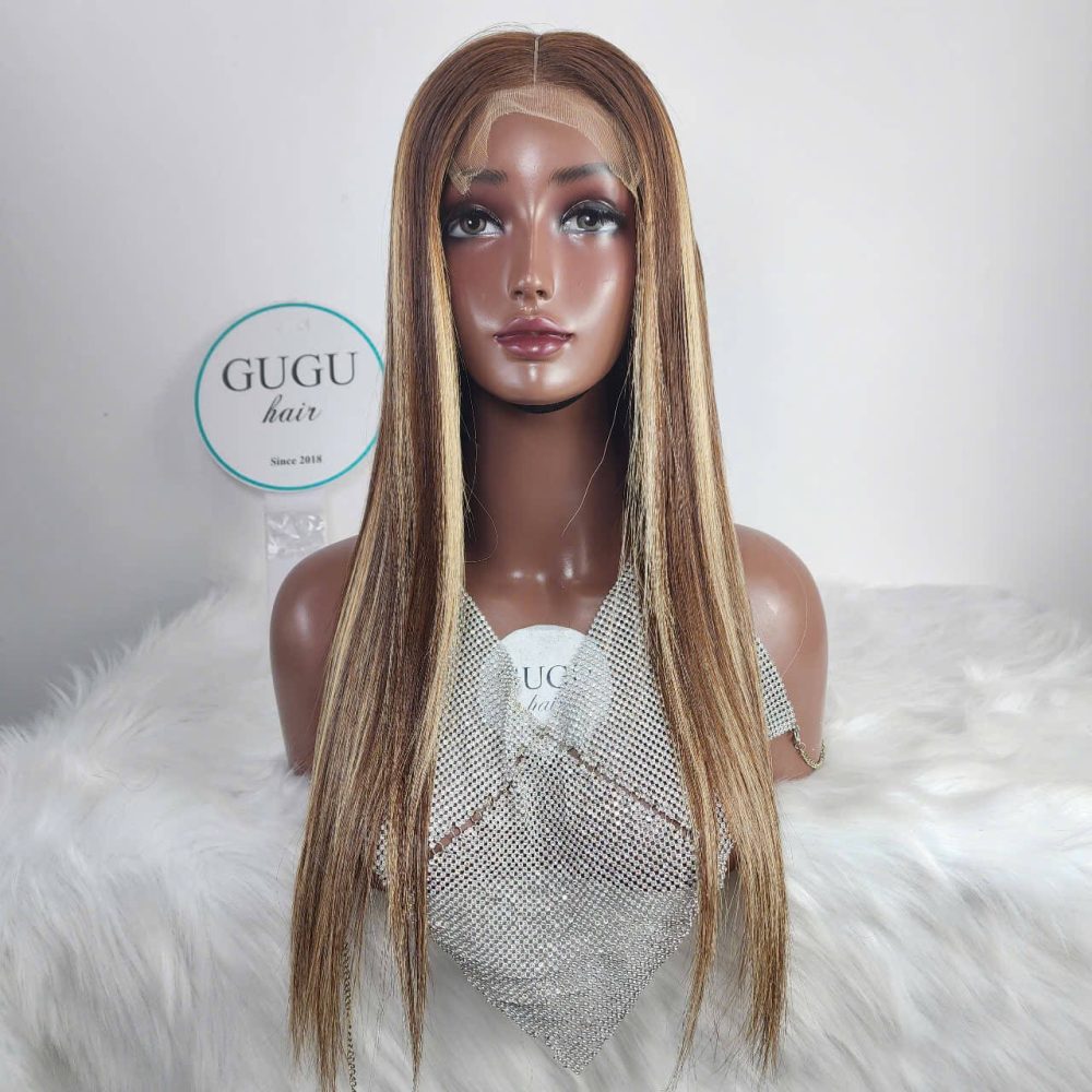 24 Inch Long Straight Lace Front Wig – Honey Blonde Highlight