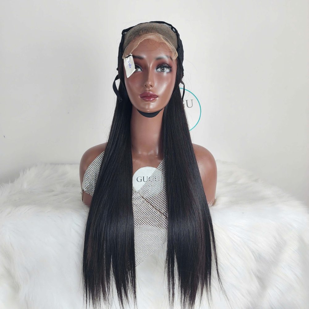 Black Bone Straight Closure Wig Silky Straight 100% Human Raw Hair Wigs