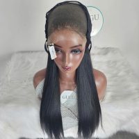 Human Hair Bone Straight Wigs 28 Inches Natural Vietnamese Double Drawn 8 Black Bone Straight Closure Wig Silky Straight 100% Human Raw Hair Wigs