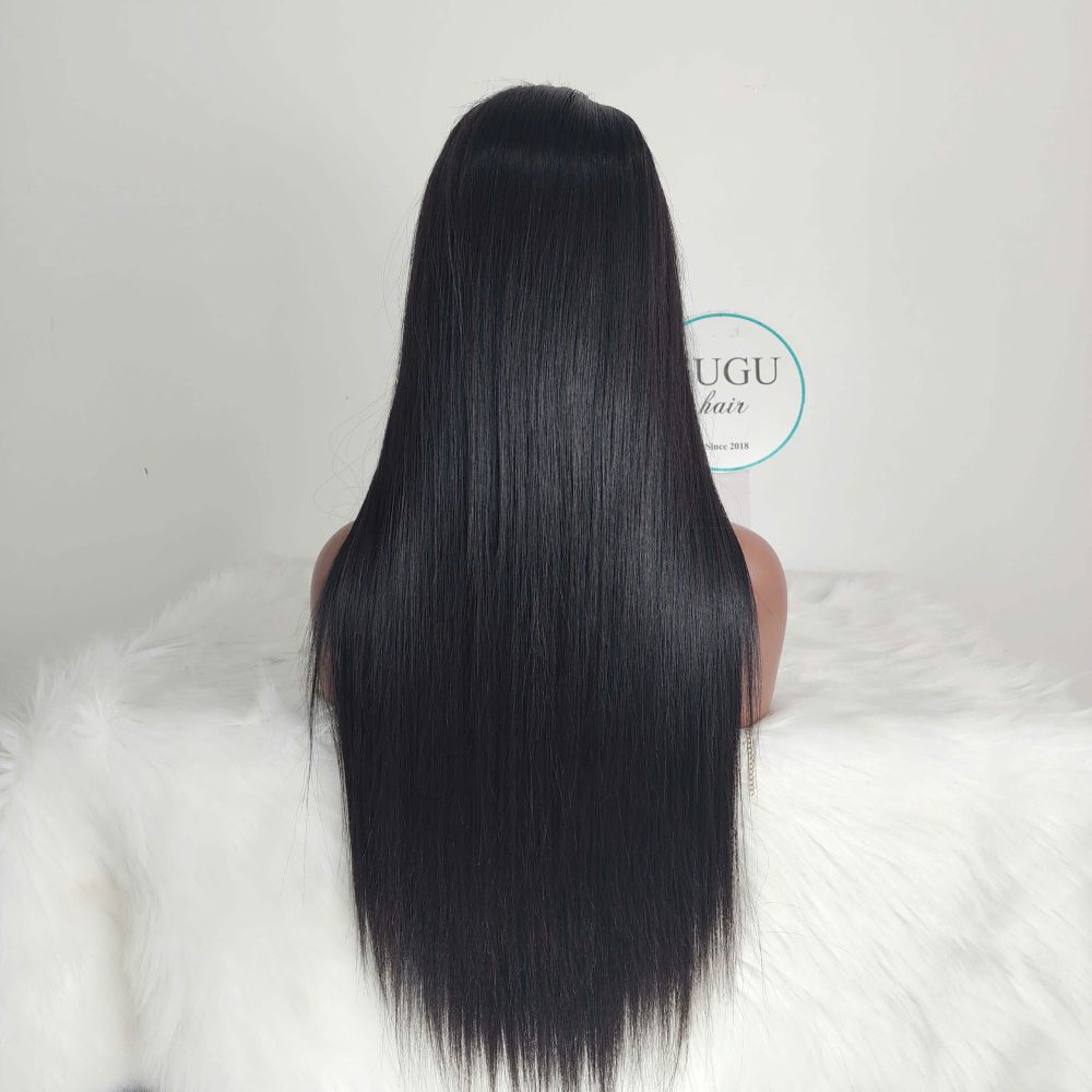 Human Hair Bone Straight Wigs 30 Inches Natural Vietnamese Double Drawn Human Hair Lace Closure Wigs