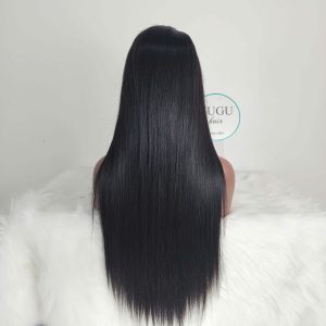 Human Hair Bone Straight Wigs 30 Inches Natural Vietnamese Double Drawn Human Hair Lace Closure Wigs