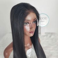 Human Hair Bone Straight Wigs 28 Inches Natural Vietnamese Double Drawn 5 Black Bone Straight Closure Wig Silky Straight 100% Human Raw Hair Wigs