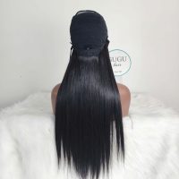 Human Hair Bone Straight Wigs 28 Inches Natural Vietnamese Double Drawn 7 Black Bone Straight Closure Wig Silky Straight 100% Human Raw Hair Wigs