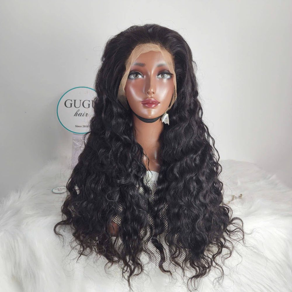 24 Inch Long Deep Wave Lace Front Wig – Natural Black