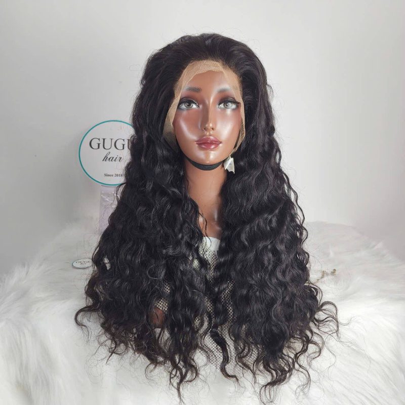 24 Inch Long Deep Wave Lace Front Wig – Natural Black