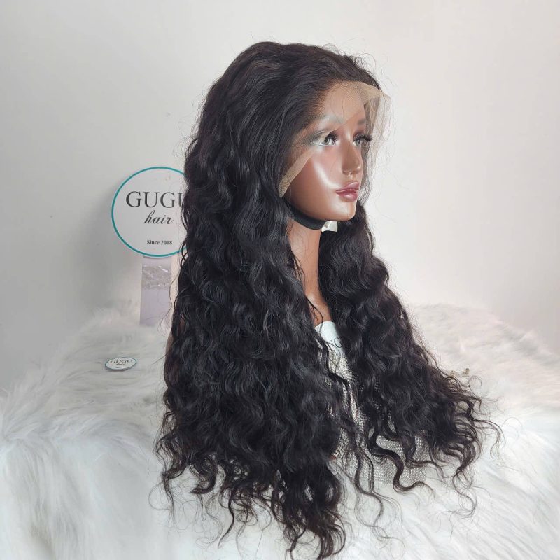 24 Inch Long Deep Wave Lace Front Wig – Natural Black