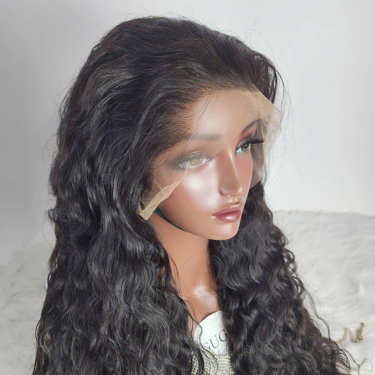 24 Inch Long Deep Wave Lace Front Wig – Natural Black