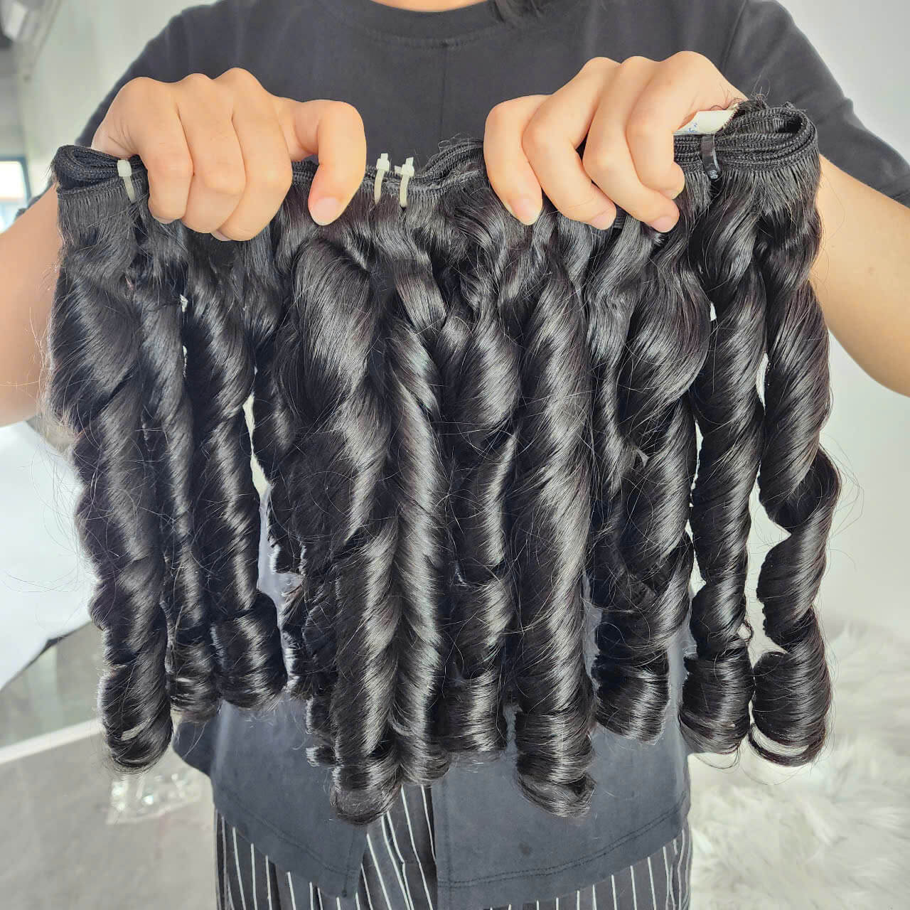 Vietnamese raw bouncy curly hair weave