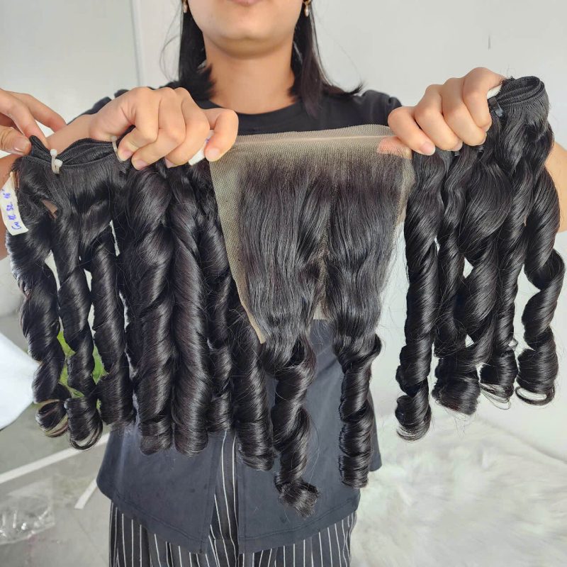 Vietnamese raw bouncy curly hair weave