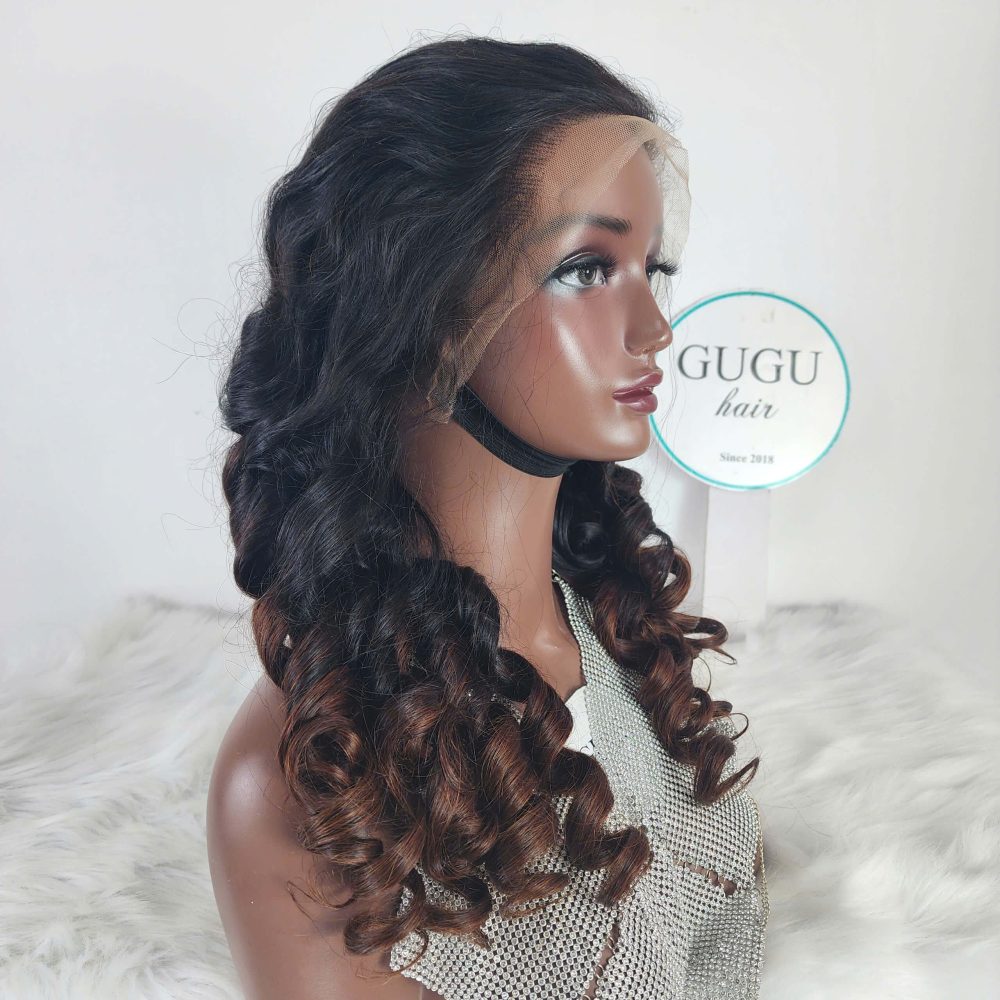 Human hair bouncy hair wig ombre