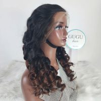 Human hair bouncy hair wig ombre