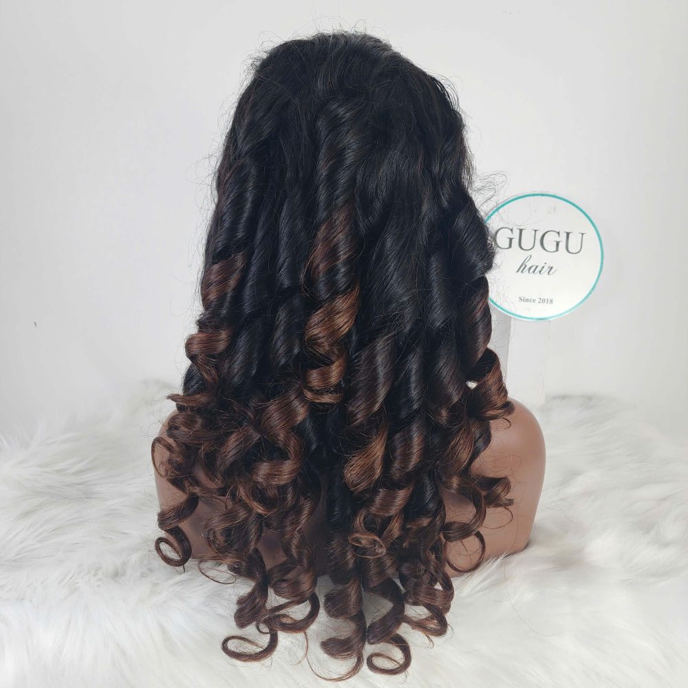 Human hair bouncy hair wig ombre