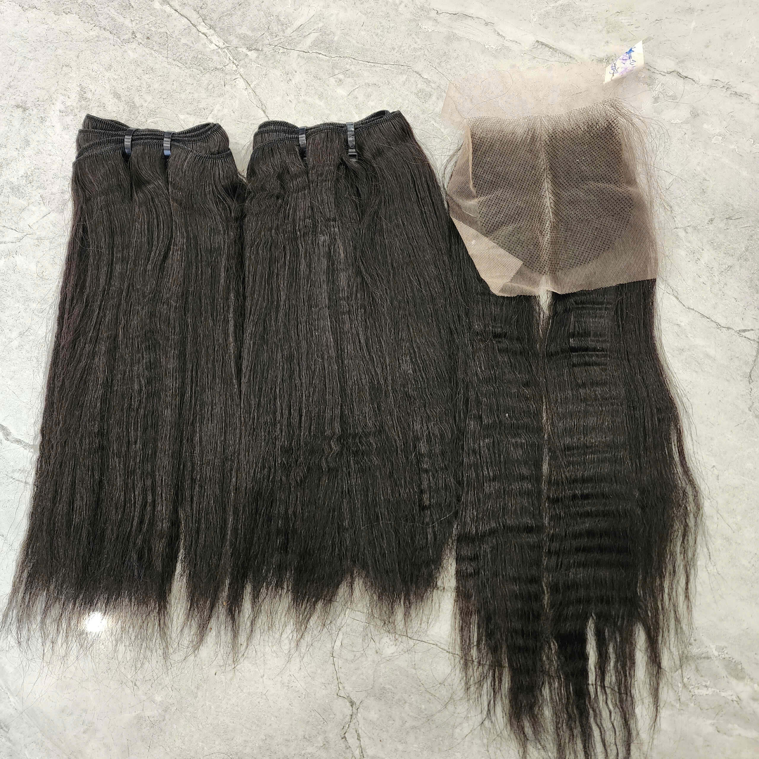 Kinky Straight Human Hair Bundles with Closure