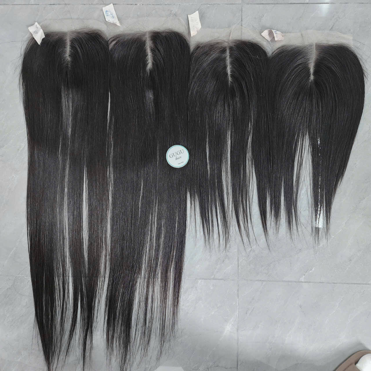 Set of straight natural black human hair lace closures in different lengths – GUGU Hair